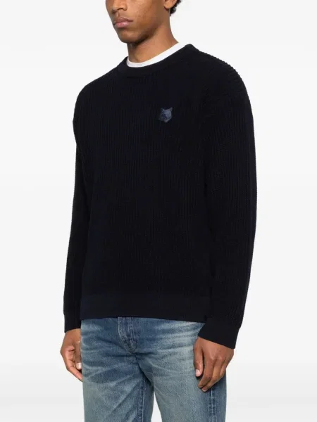 Pulover Maison Kitsune cu decolteu rotund albastru