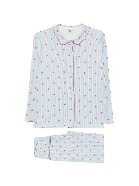 Pijamale Petit Bateau cu imagine cu motiv cu inimi albastru