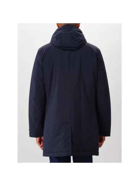 Płaszcz Woolrich z kapturem niebieski