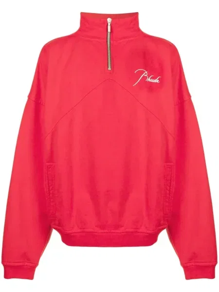 Hanorac Rhude cu broderie de jumătate de fermoar
