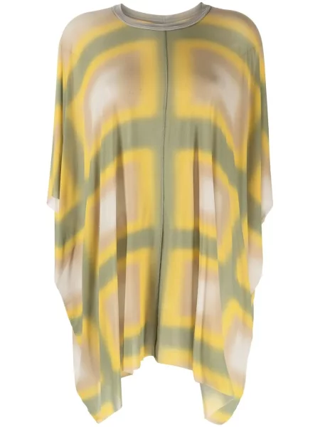 Top Rick Owens cu imagine cu imprimeu geometric drapat galben