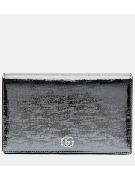 Usnjena ogrlica Gucci siva