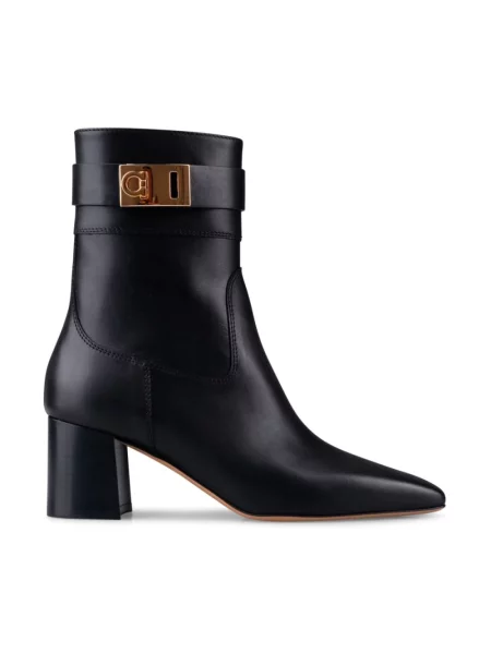 Botki Salvatore Ferragamo skórzane czarne