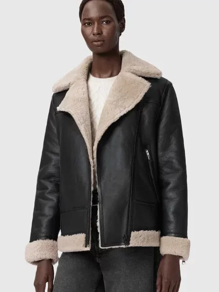 AllSaints kurtka skórzana SOLA czarny