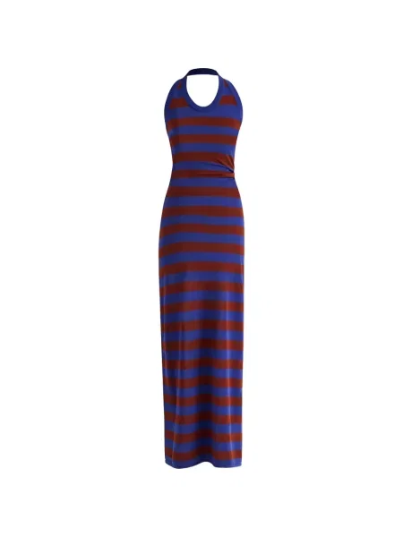 Rochie maxi Proenza Schouler cu gât halter albastru