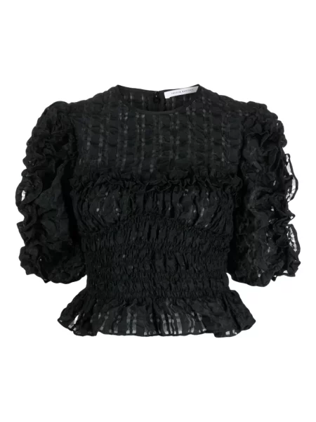 Top Cecilie Bahnsen cu volane din organza negru