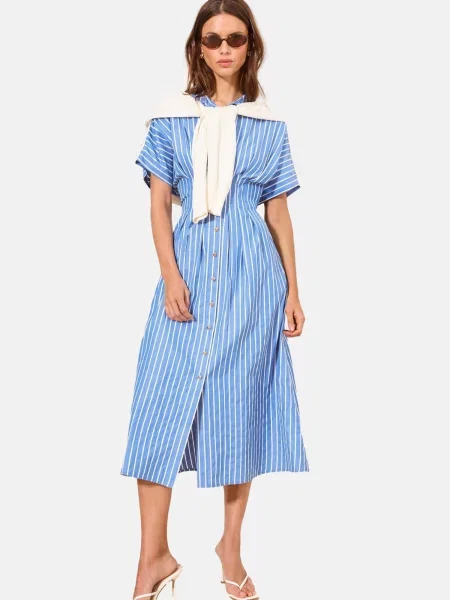 Lipsy Rochie tip bluză azuriu alb