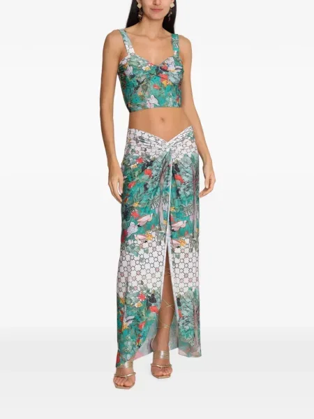 Top Amir Slama cu model floral cu imagine verde