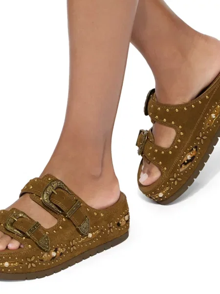 Замшевые шлепанцы Kurt Geiger London на платформе с пряжкой