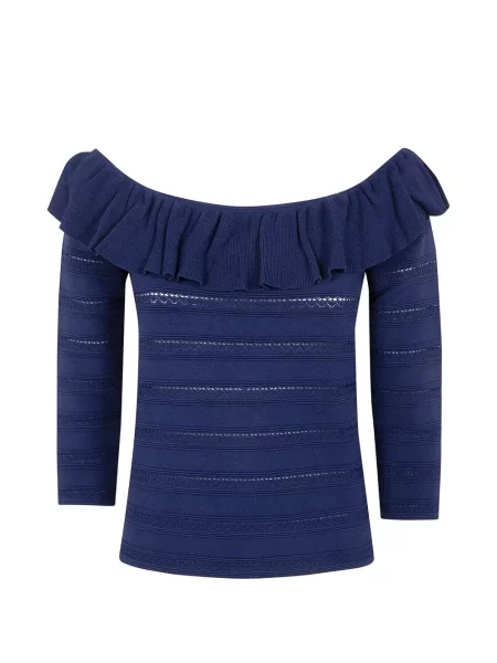 Pulover Blugirl cu volane albastru