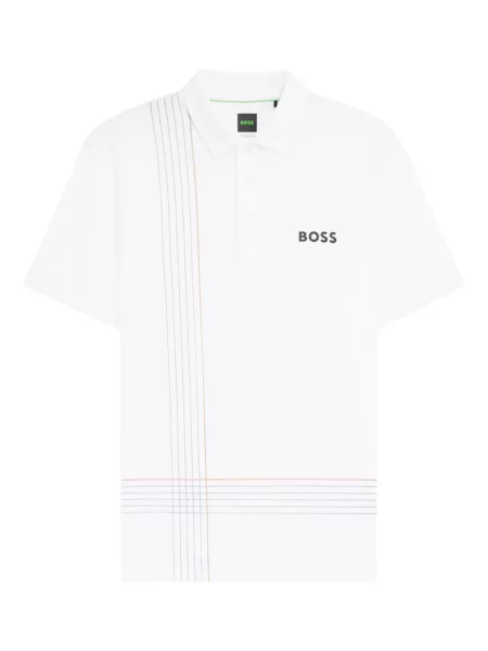Scurt tricou polo Boss alb