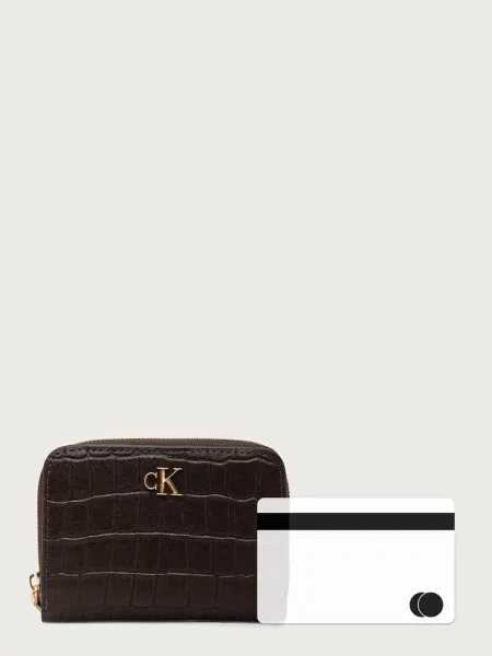 Calvin Klein Pénztárca Ck Croc Medium Flap Zip Around barna