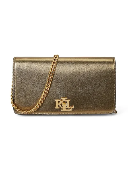 Кожена чанта Lauren Ralph Lauren златисто