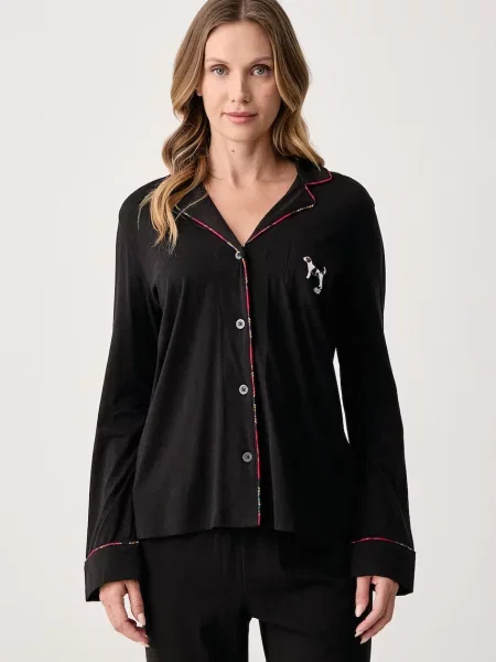 Lauren Ralph Lauren dvojdielne pyžamo dámske s bavlnou čierna