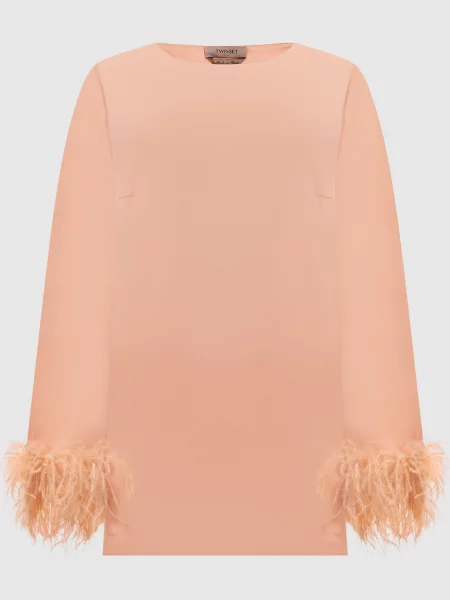 Блуза з пір'ям страуса Twinset рожева