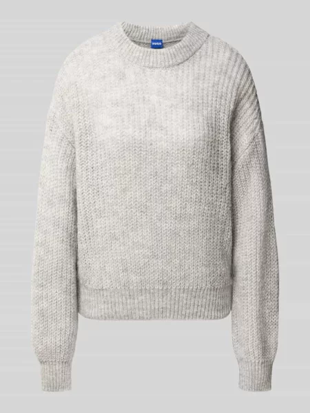 Sweter w kroju regular fit z mieszanki materiałów z domieszką wełny z alpaki model Slogeryna_B' Hugo Blue
