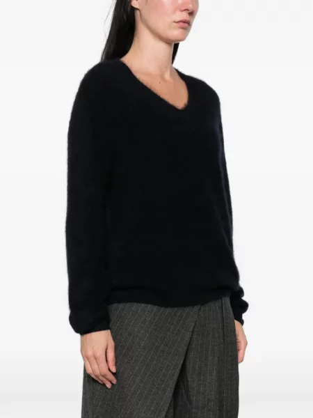 Pulover Ivory Paris cu decolteu în V negru