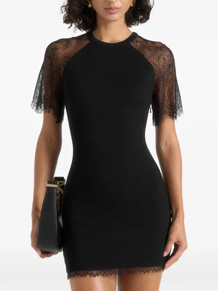 Rochie mini Manière De Voir cu șireturi din dantelă negru