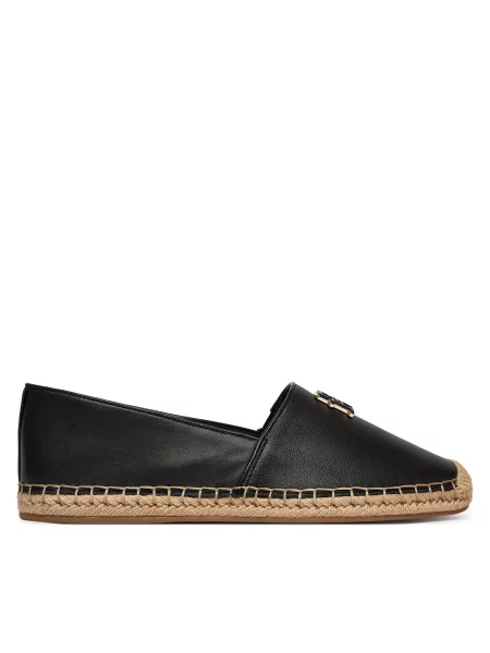 Espadrilky Tommy Hilfiger Th Logo Leather Espadrille černá