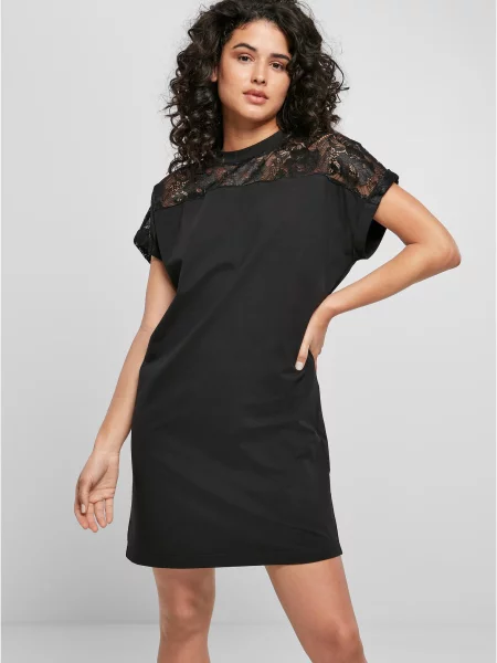 Sukienka koszulowa Urban Classics koronkowa czarna