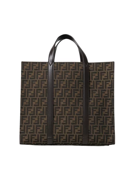 Torba Fendi skórzana z logo brązowa