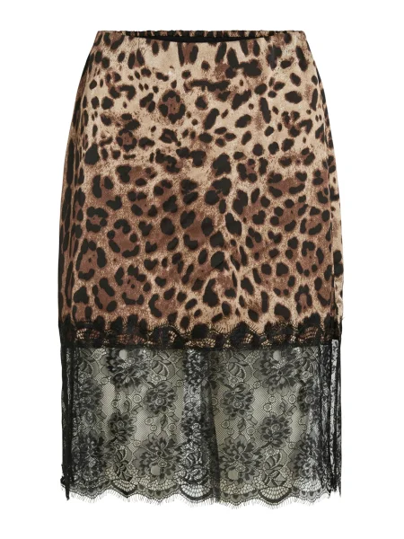 Noisy may Fustă NMINFERNO ecru / ciocolatiu negru