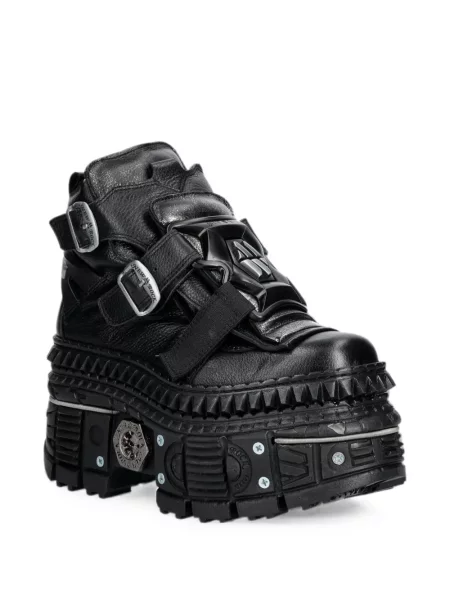Botine New Rock cu platformă cu cataramă negru