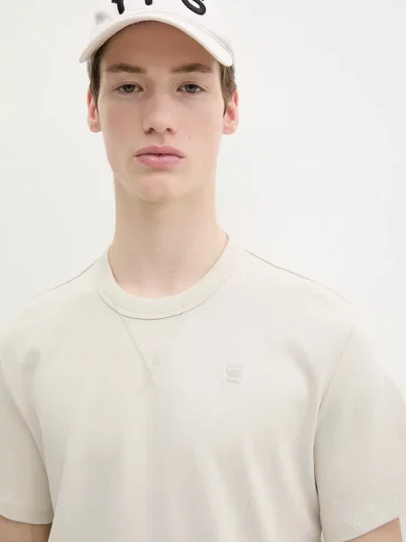 Тениска G-Star Raw с изчистен дизайн бежово