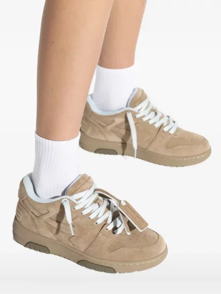 Sneakerși Off-white cu șireturi cu aplicații din dantelă alb