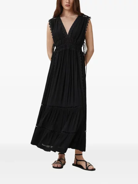Rochie maxi Allsaints din dantelă de costum negru