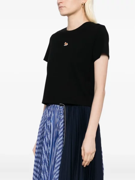 Tricou Maison Kitsune cu broderie negru