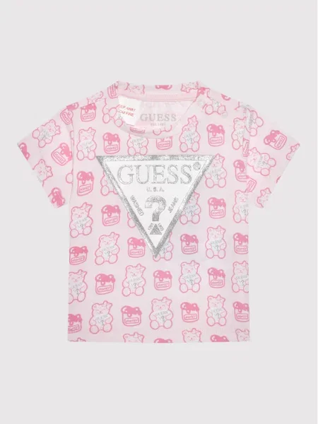 Guess Marškinėliai Regular Fit rožinė