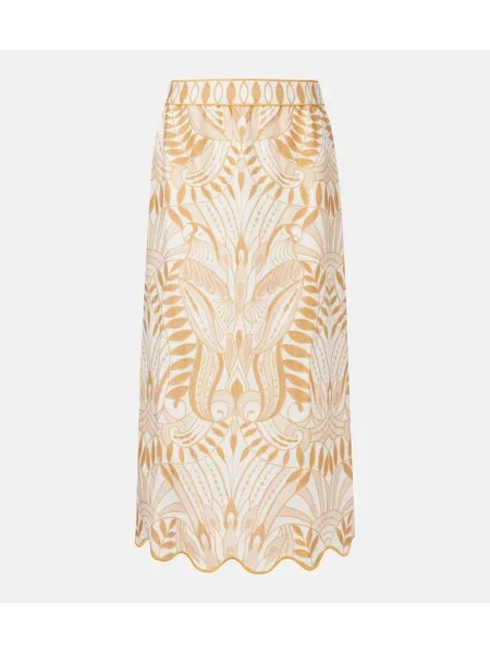 Fustă midi Farm Rio de in cu imagine până la genunchi galben