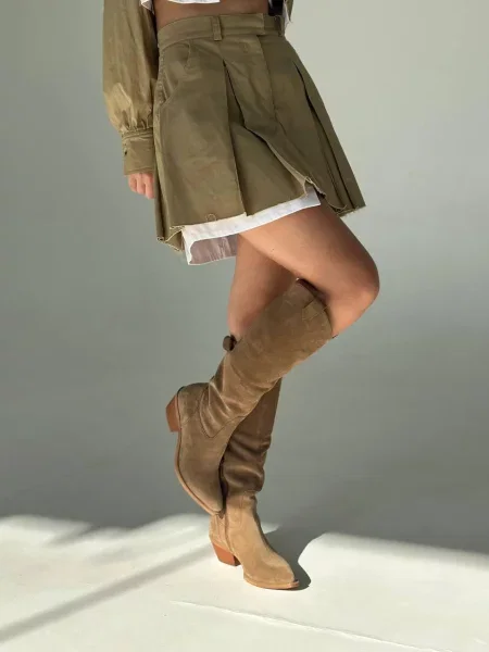 Замшевые сапоги 105.store бежевые