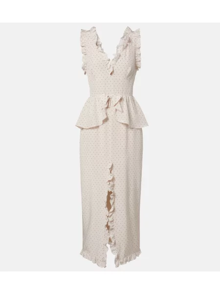 Rochie midi Alessandra Rich de mătase cu buline alb