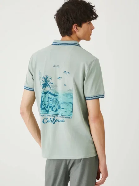 Тениска с яка Medicine с принт зелено