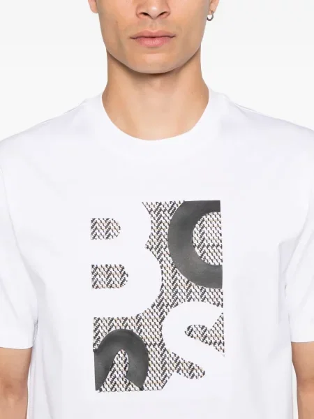 Tricou Boss cu imagine alb