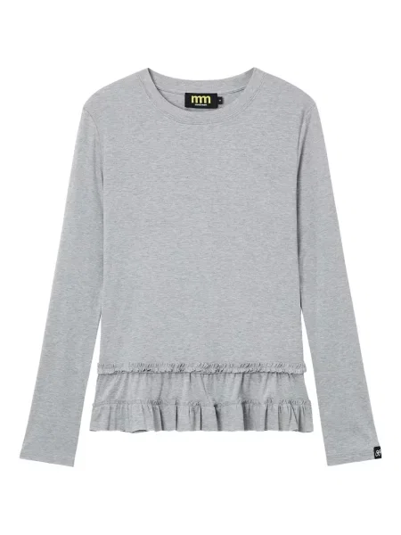 Długi mały top Mini Cream z falbankami szary