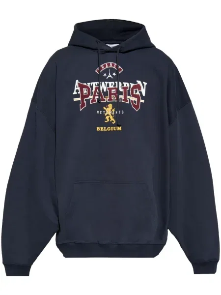 Hanorac cu glugă Vetements cu broderie albastru