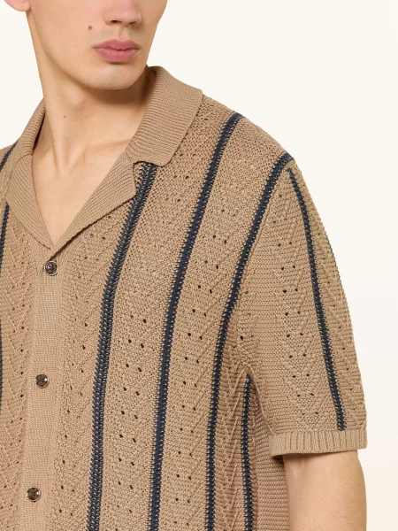Reiss Pletená Košile Ellingham Slim Fit / tmavě modrá béžová