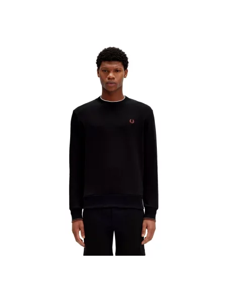 Haftowana bluza Fred Perry z okrągłym dekoltem czarna