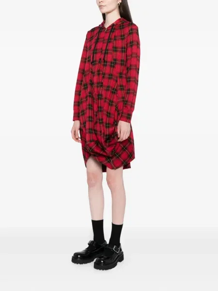 Rochie Comme Des Garçons în carouri de costum roșu
