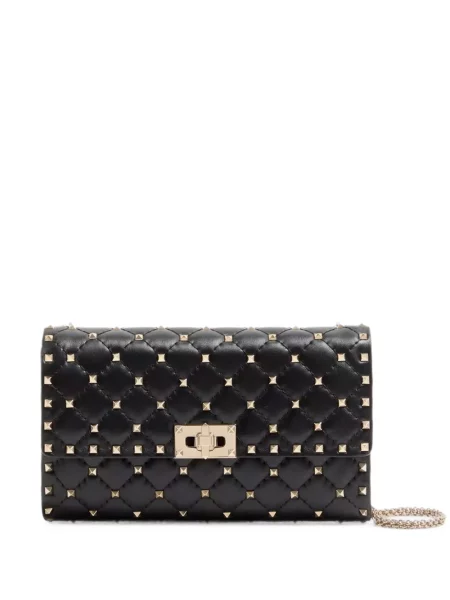 Bőr crossbody táska Valentino Garavani fekete