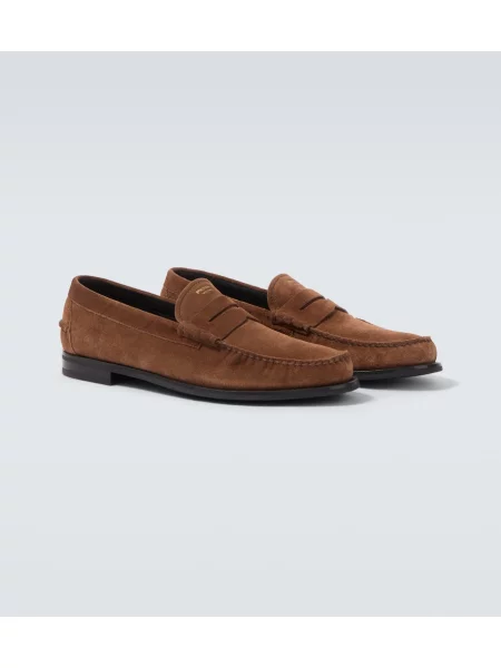 Pantofi loafer Prada din piele de căprioară maro