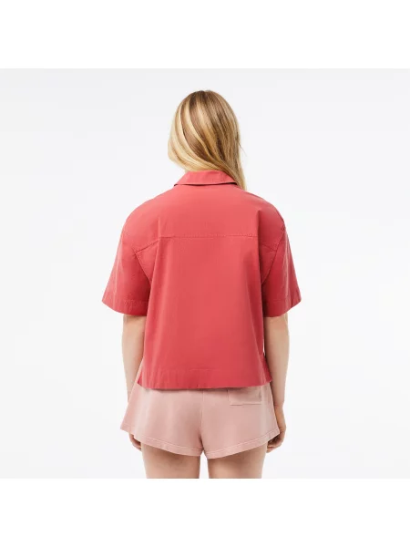 Lacoste Koszula Z Krótkim Rękawem Oversize różowa