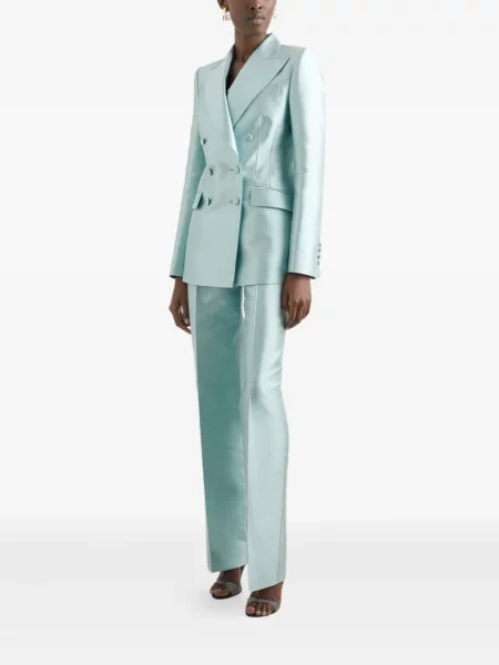 Pantaloni Dolce & Gabbana de mătase albastru