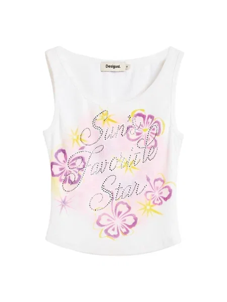 Desigual Tricou lila / roz alb