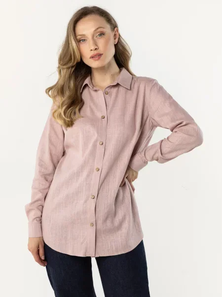 Koszula z lnu Awama różowa