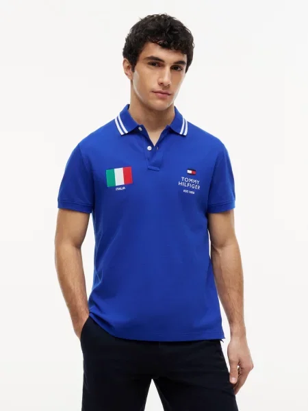 TOMMY HILFIGER Majica STANDARD COUNTRY ITALY kraljevsko plava / zelena / crvena bijela