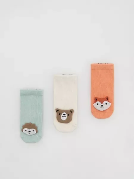 Reserved Set de 3 perechi de șosete cu aplicație arămiu